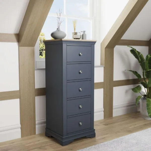 SW OAK Bedroom 5 Drawer Narrow Chest