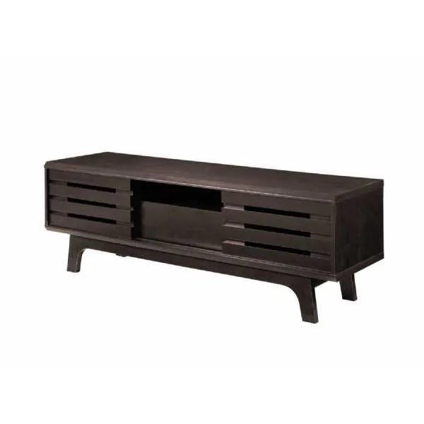 Modern Dark Wenge Effect Wooden TV Cabinet With Sliding Doors 45 x 140cm