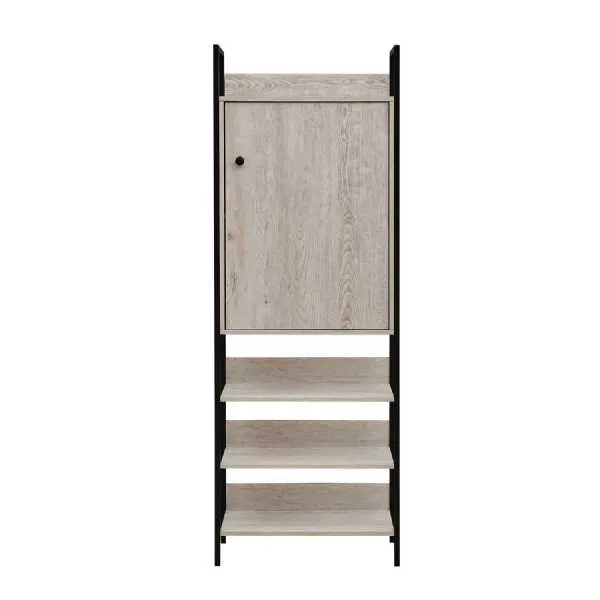 Modern Style Distressed Ash Oak Wood 1 Door 3 Shelf Storage Cabinet 180 x 63.8cm