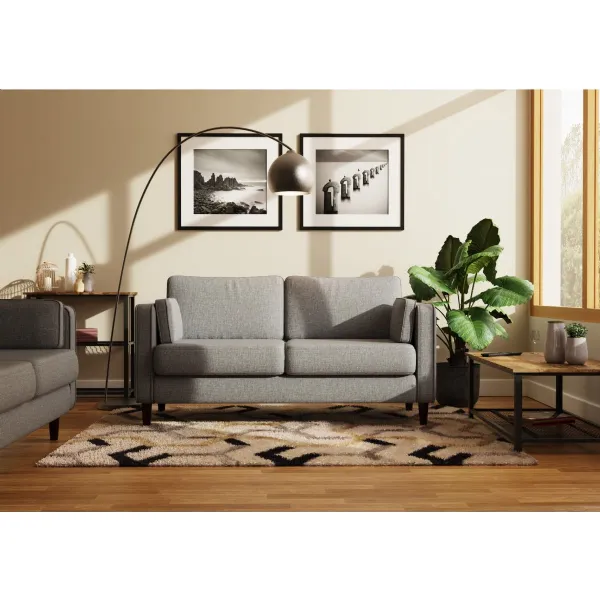 2 Seater Cushion Back Light Grey Sofa