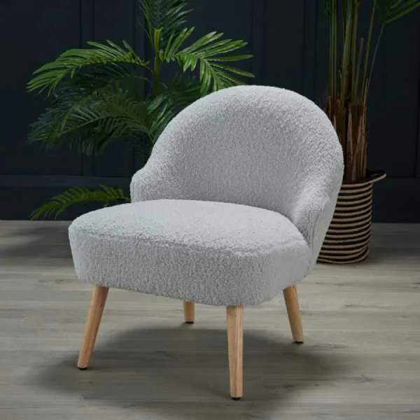 Boucle Teddy Bear Accent Chair Grey