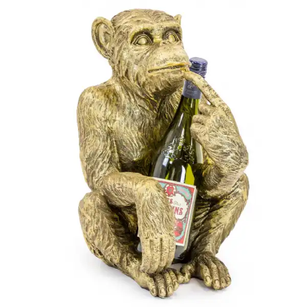 Gold Sitting Monkey Bottle Holder