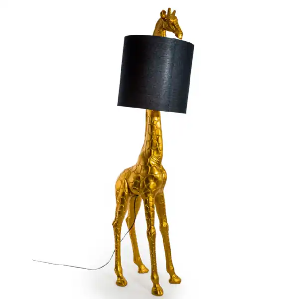 Large Tall Gold Giraffe Floor Lamp Black Shade