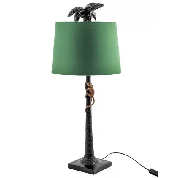 Black Palm Tree Climbing Monkey Table Lamp