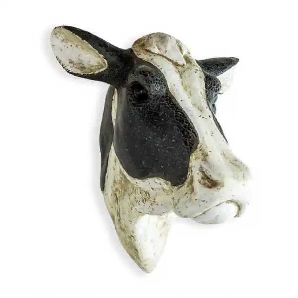 Black and White Mosaic Friesian Cow Head Wall Mount