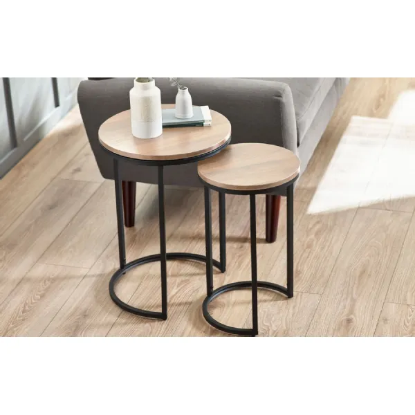 Tribeca Round Nesting Side Tables Sonoma Oak