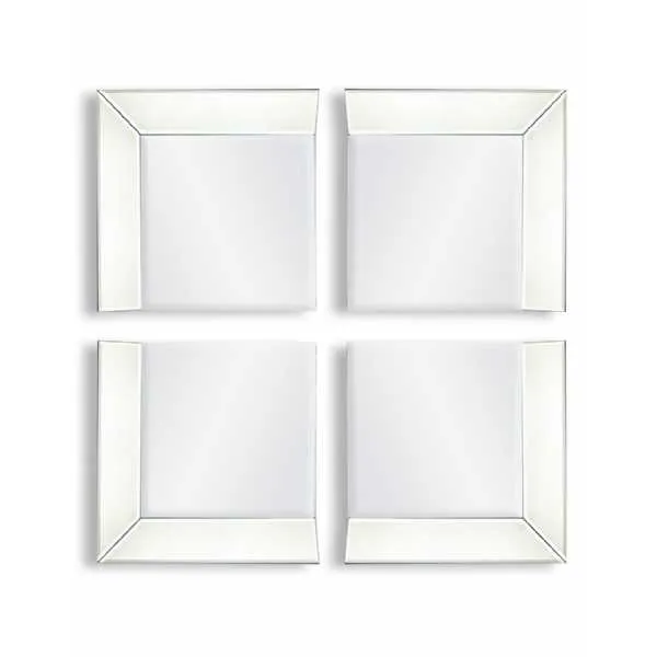 Square 4 Corners Glass Framed Wall Mirror Set