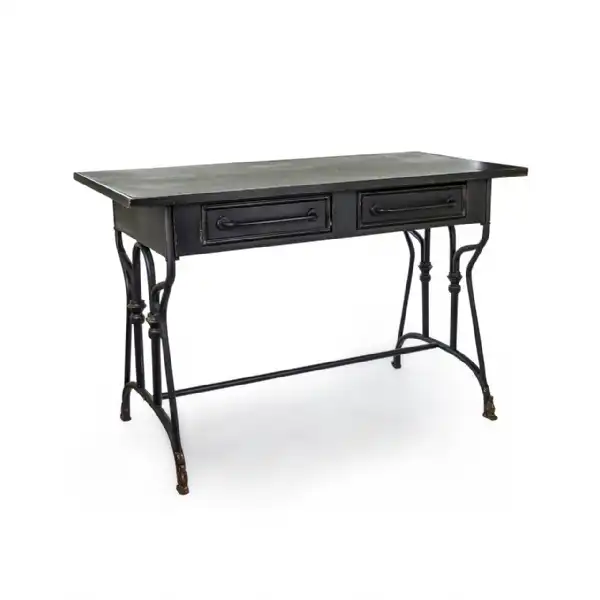 Rustic Vintage Black Metal Home Office Desk