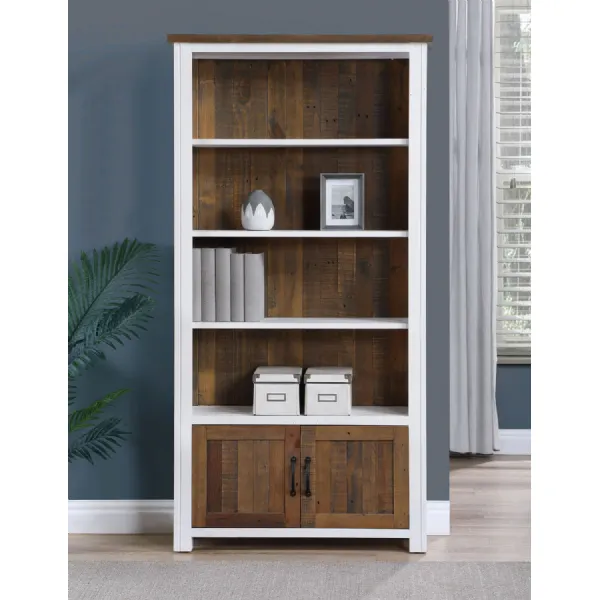 Splash of White Large Open Bookcase with Doors