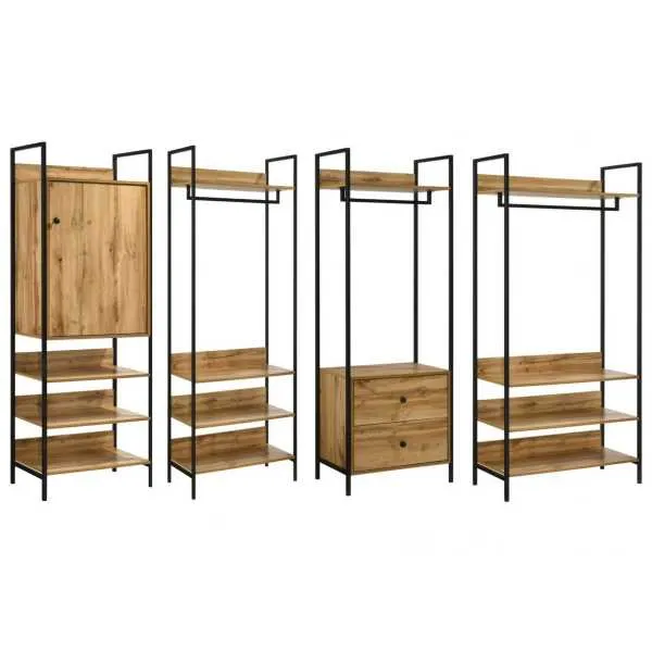 4 Piece Bedroom Furniture Set Open Wardrobes