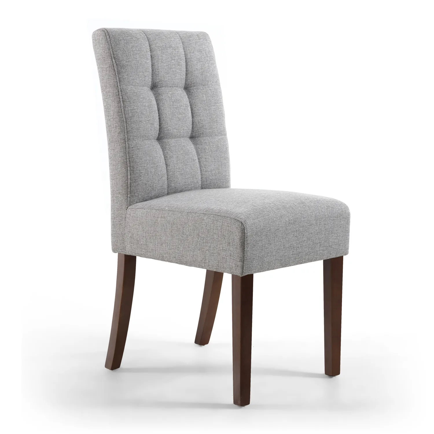 Silver Grey Linen Dining Chair Dark Wood Legs