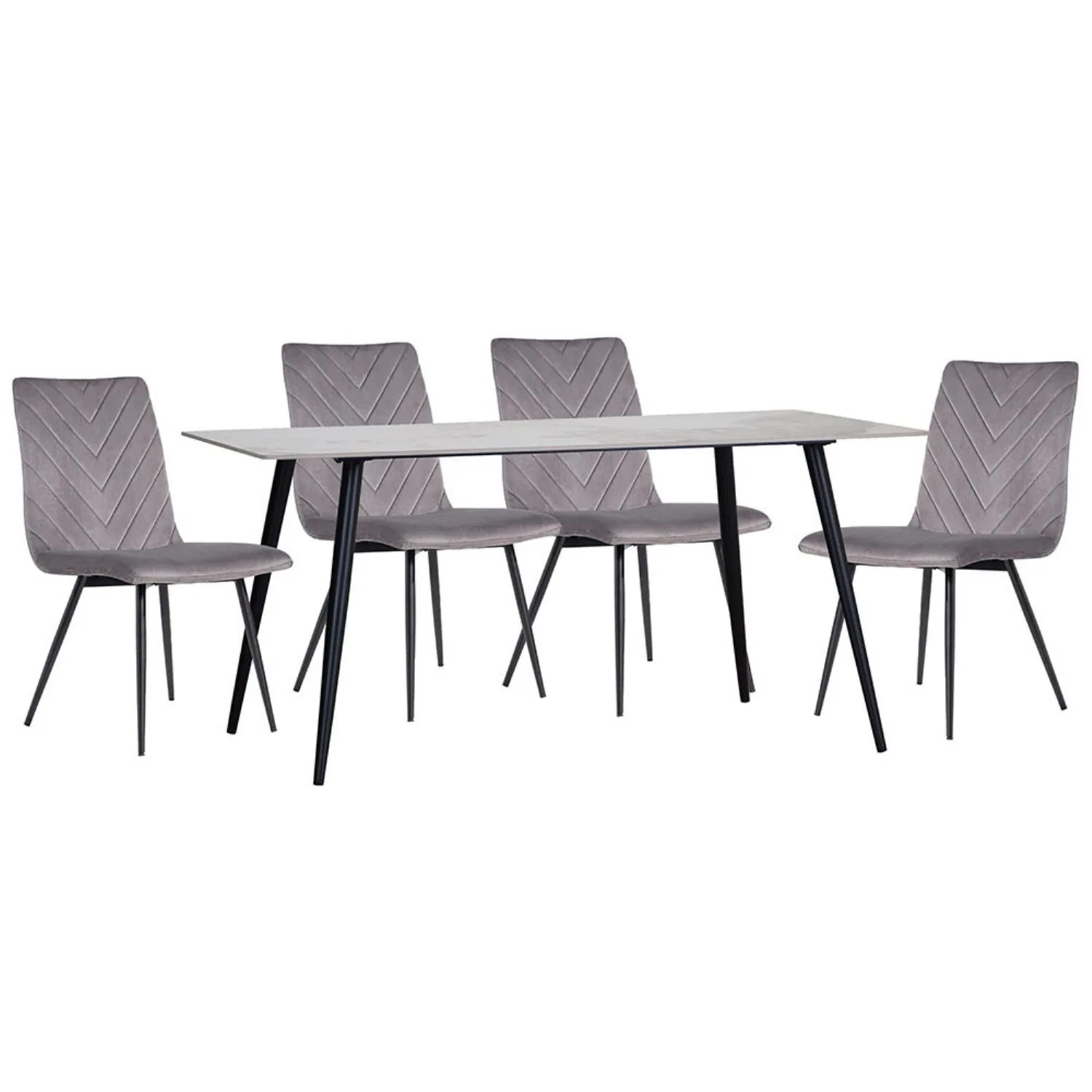 1.6m Sintered Stone Dining Table And 4 Grey Velvet Chairs T516TS&CH66DG