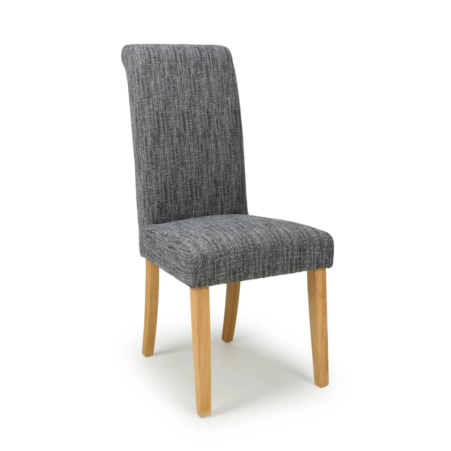 Roll Back Dark Grey Linen Fabric Dining Chair