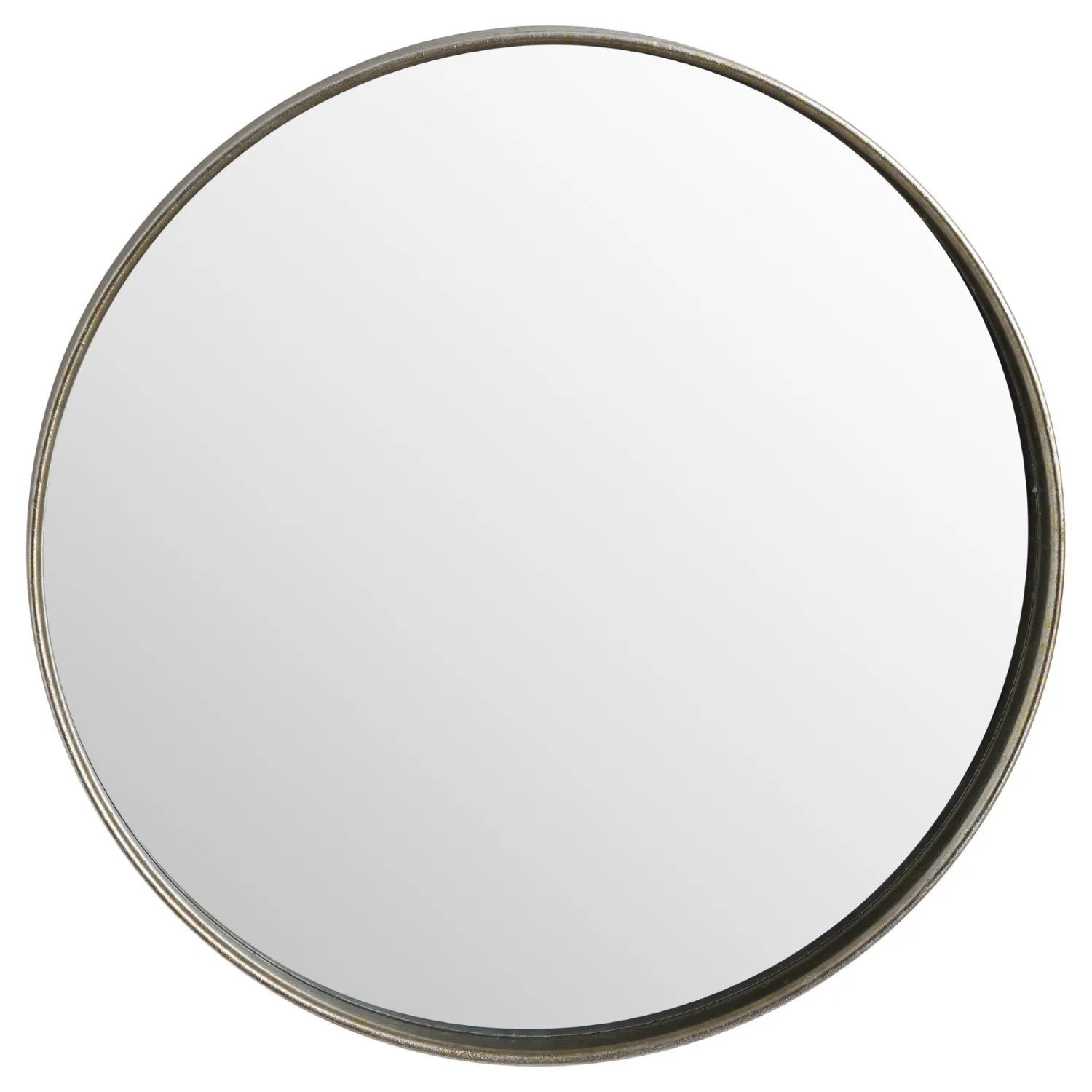 Bronze Metal Narrow Edge Framed Large Round Wall Mirror