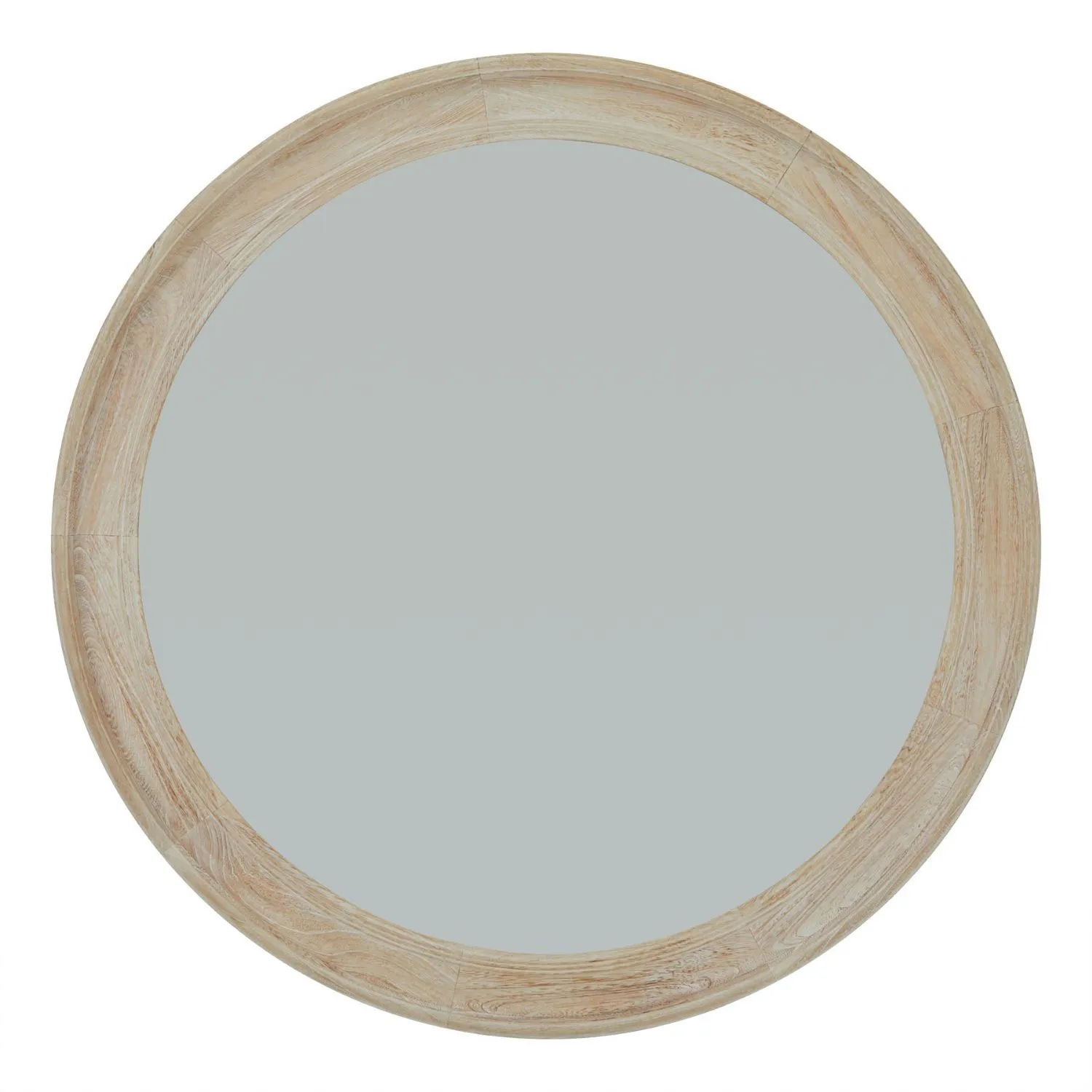 Washed Wood Round Framed Large Mirror