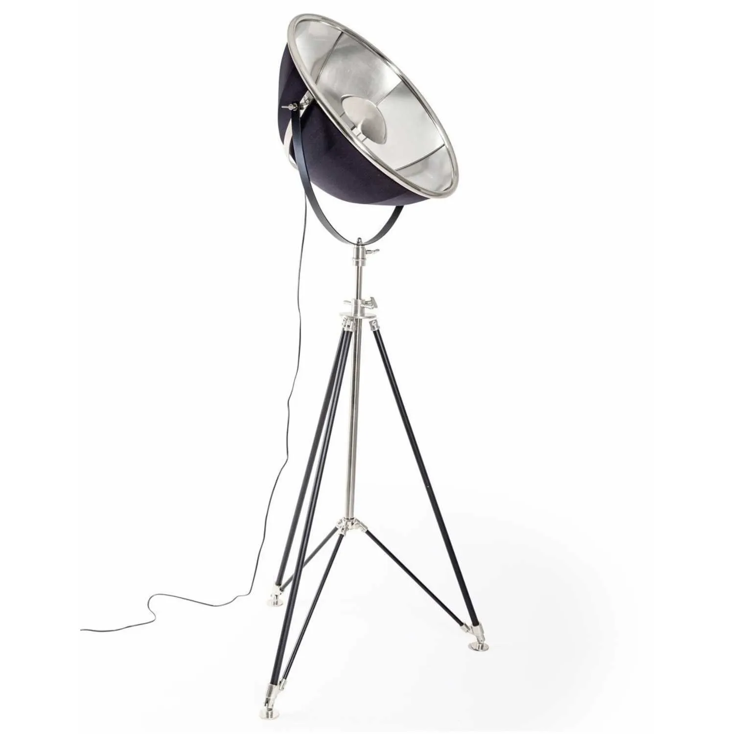 Black and Silver Adjustable Tripod Floor Lamp