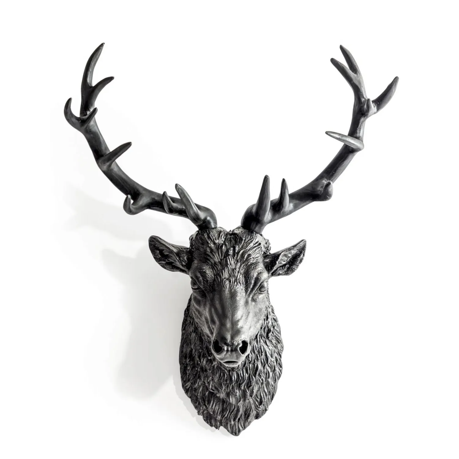 Large Matt Black Stag Wall Head