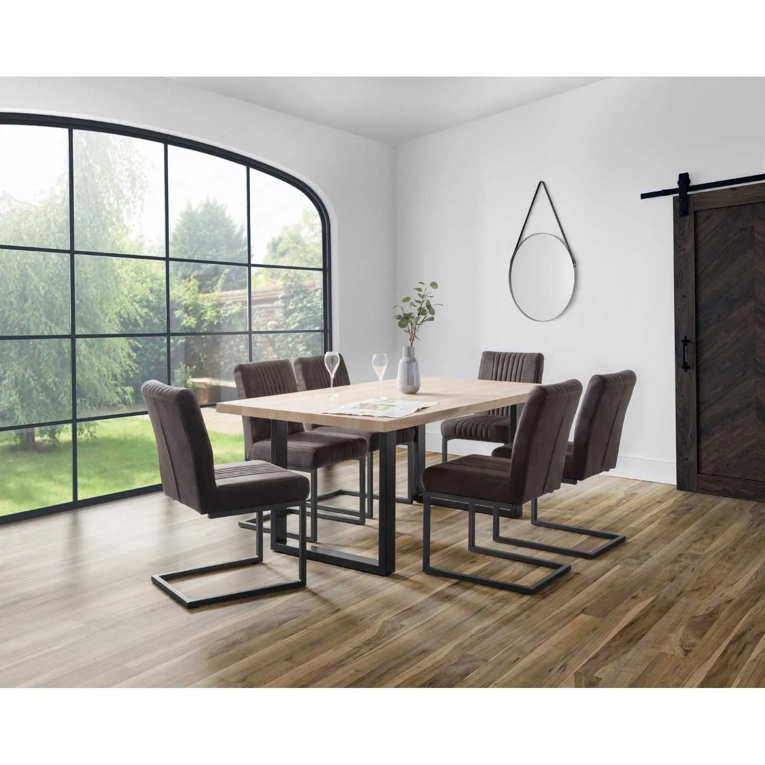 Light Oak Top Rectangular Large Kitchen Dining Room Table 180cm 6 Seater Industrial