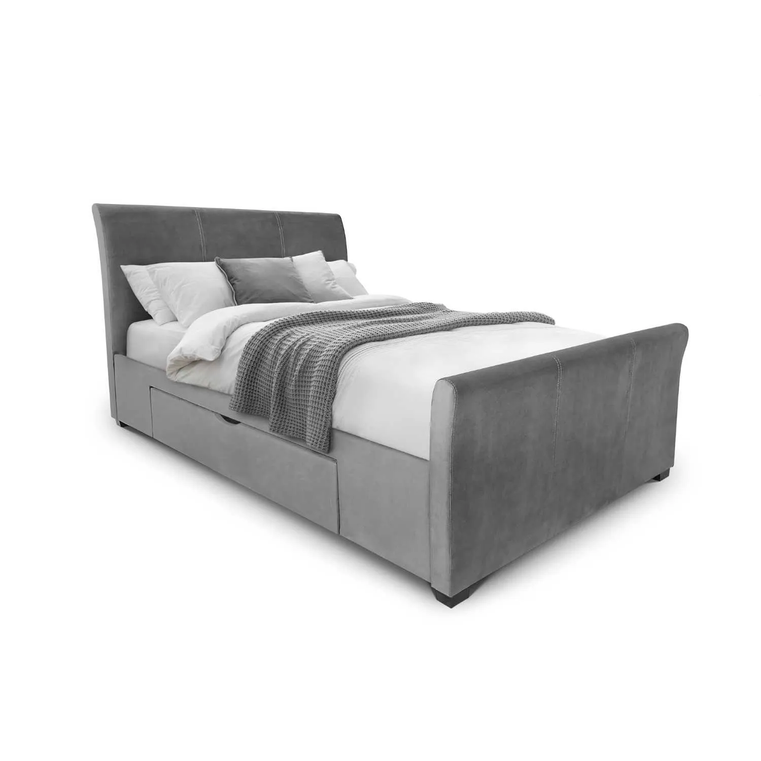 Capri 180cm Bed In Dark Grey Velvet