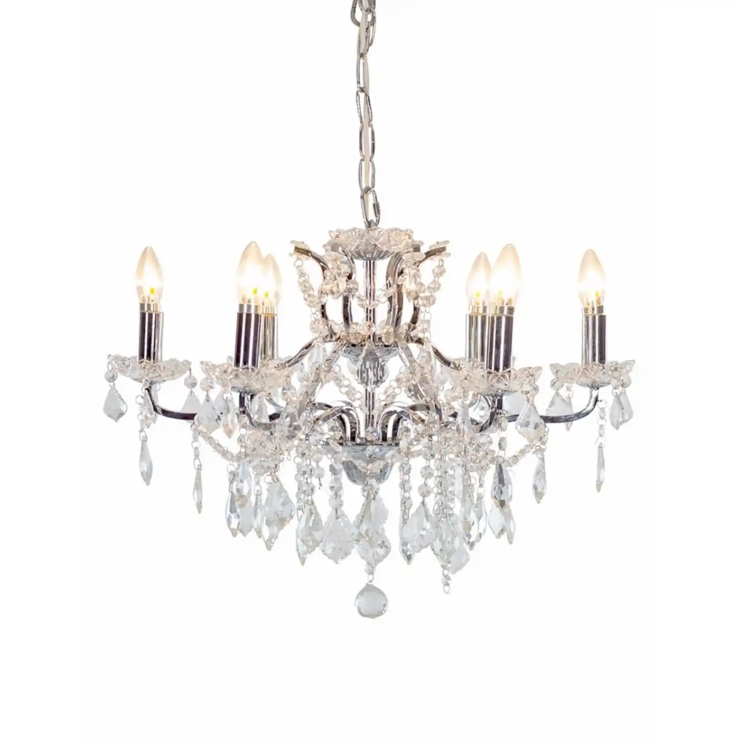 Chrome 6 Branch Crystal Chandelier