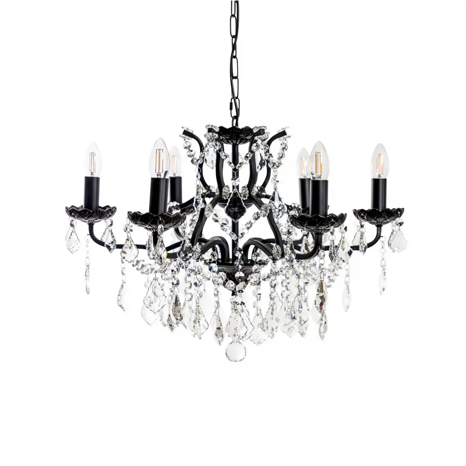 Matt Black 6 Branch Shallow Chandelier