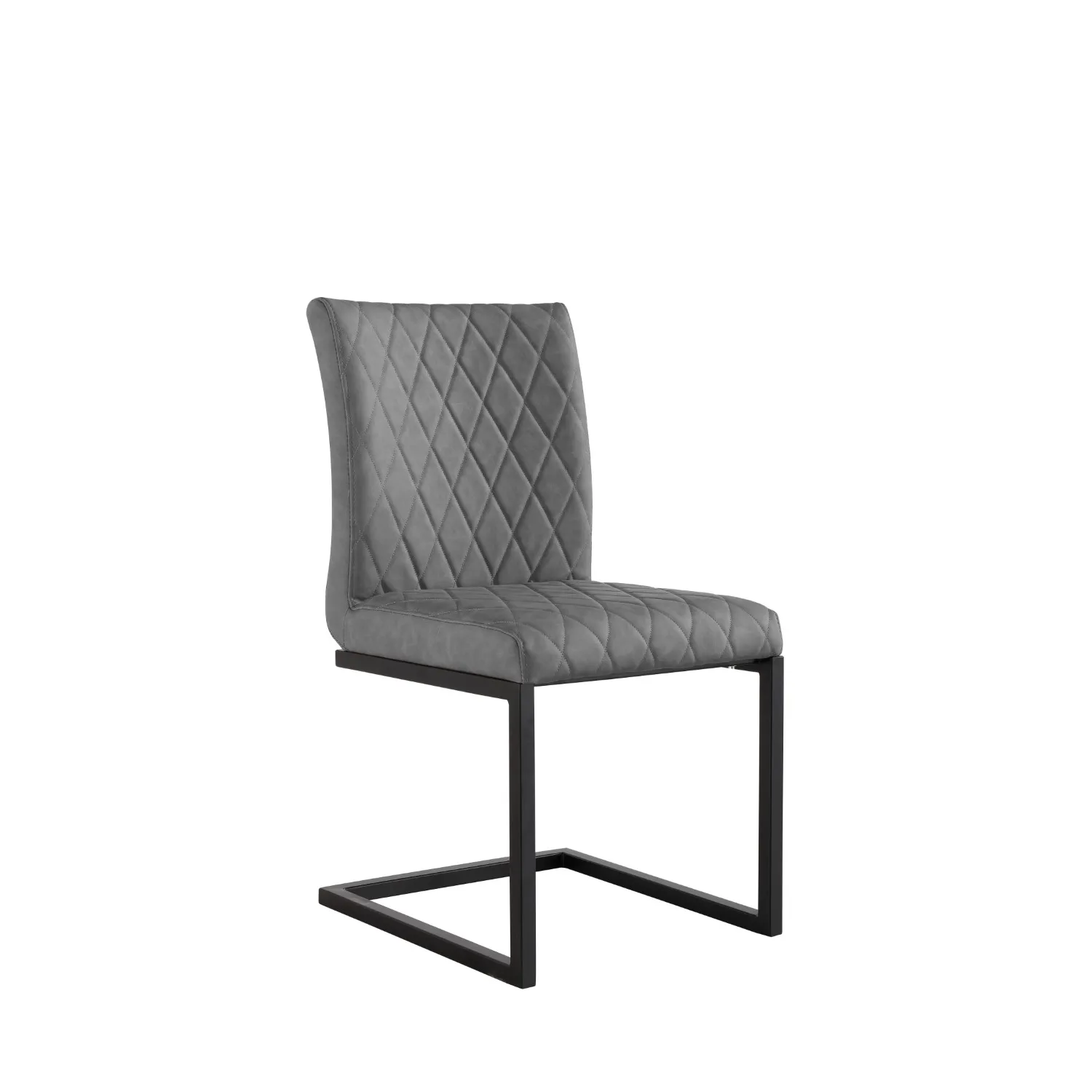 Grey Leather Dining Chair Black Legs