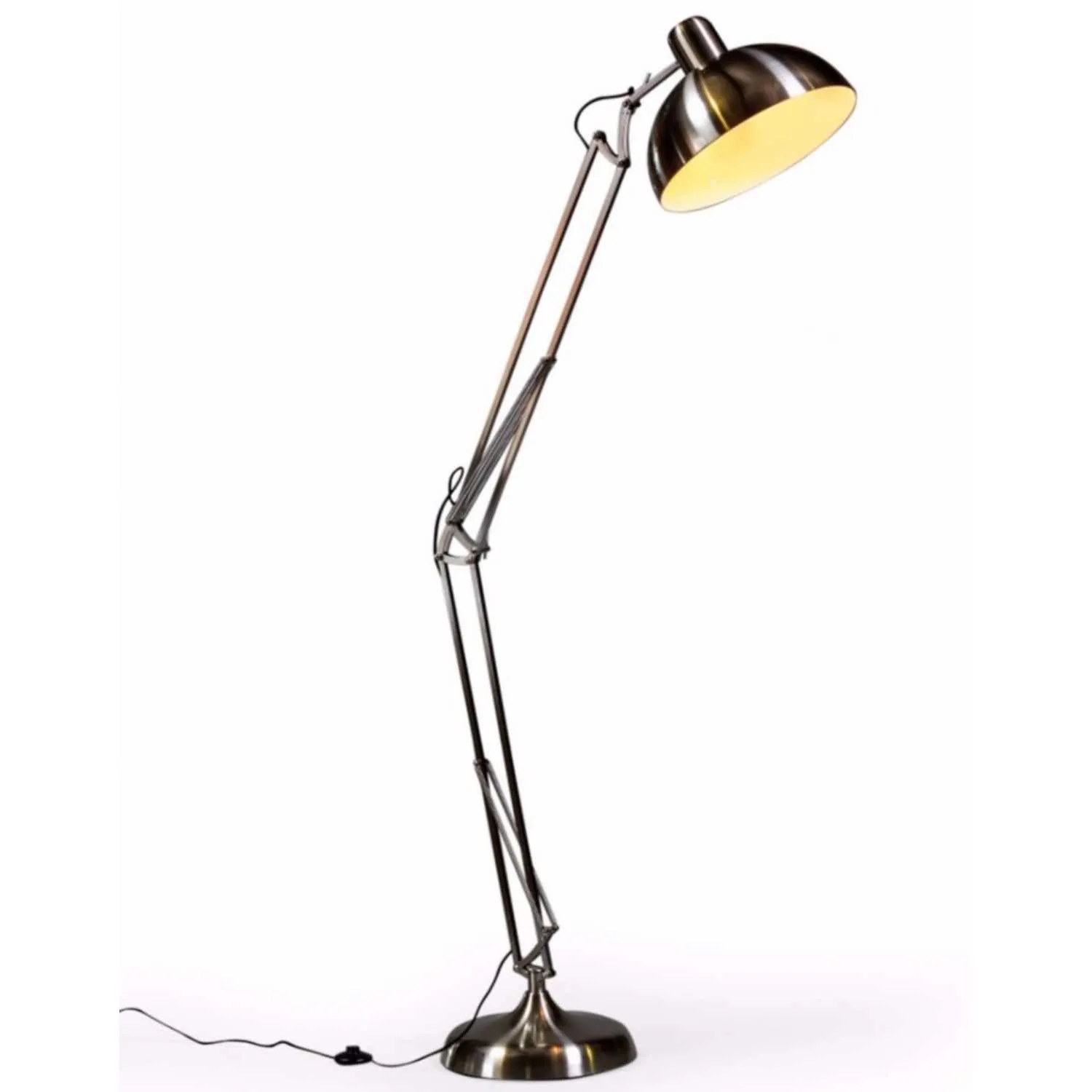 Angled Brushed Steel Large Desk Style Floor Lamp