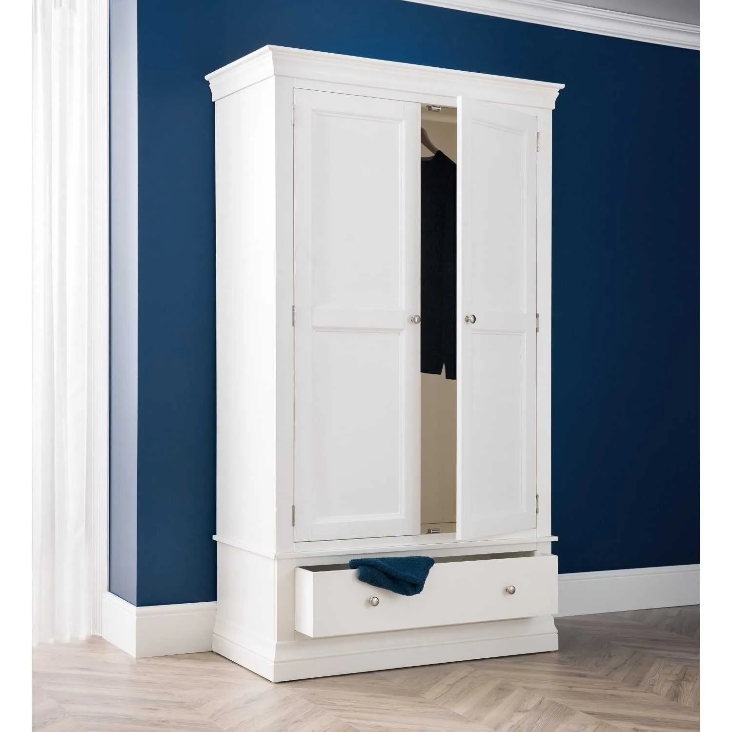 Clermont 2 Door 1 Drawer Wardrobe White