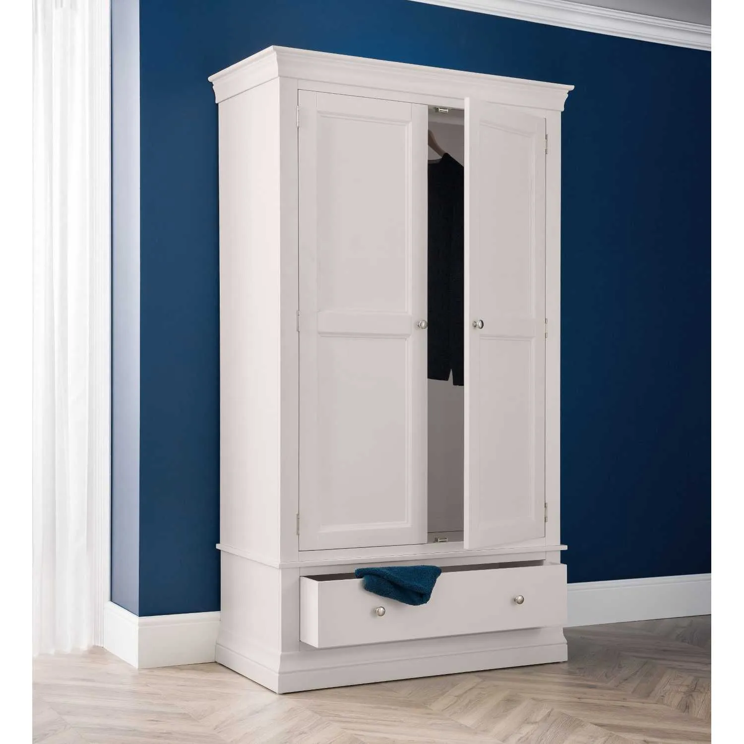 Clermont 2 Door 1 Drawer Wardrobe Light Grey