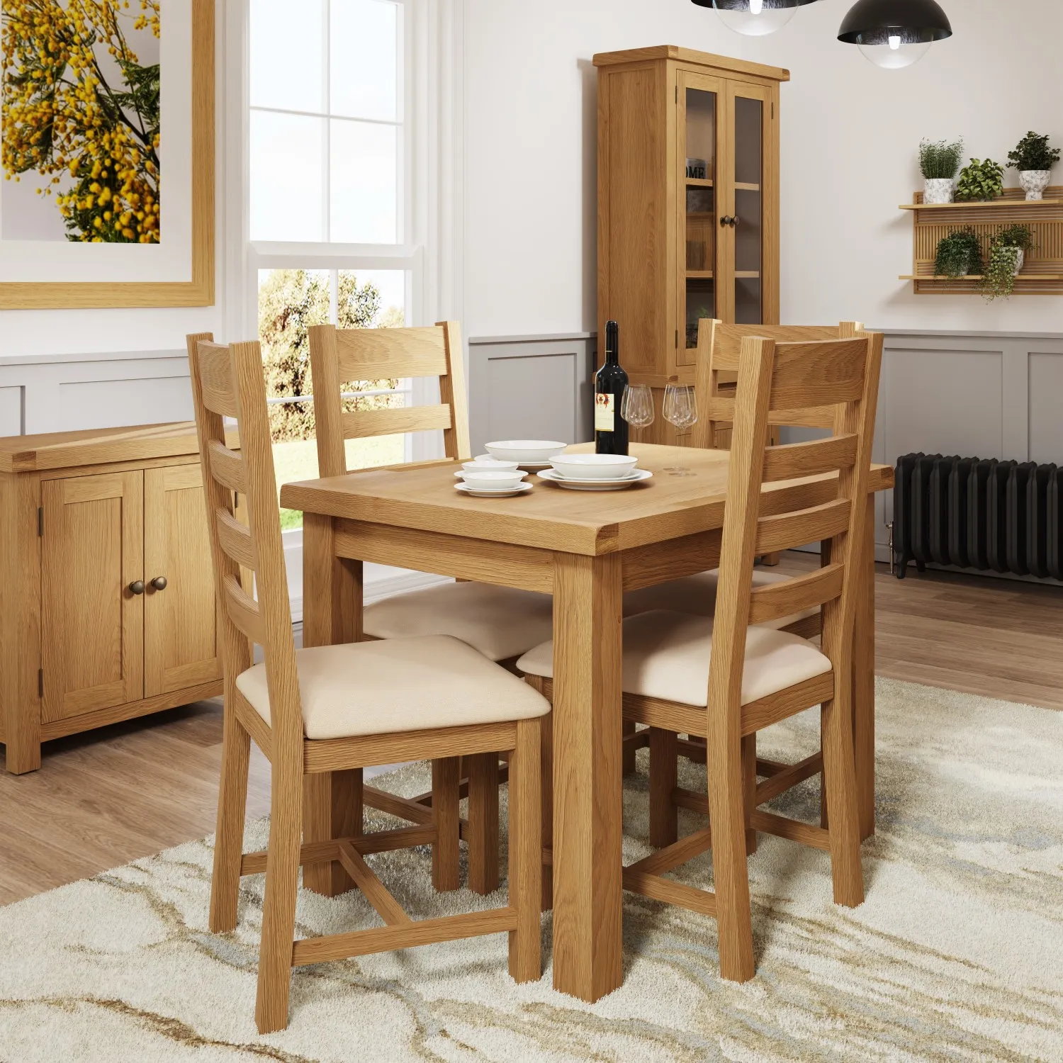 French Oak 4 Seater Butterfly Extending Dining Table