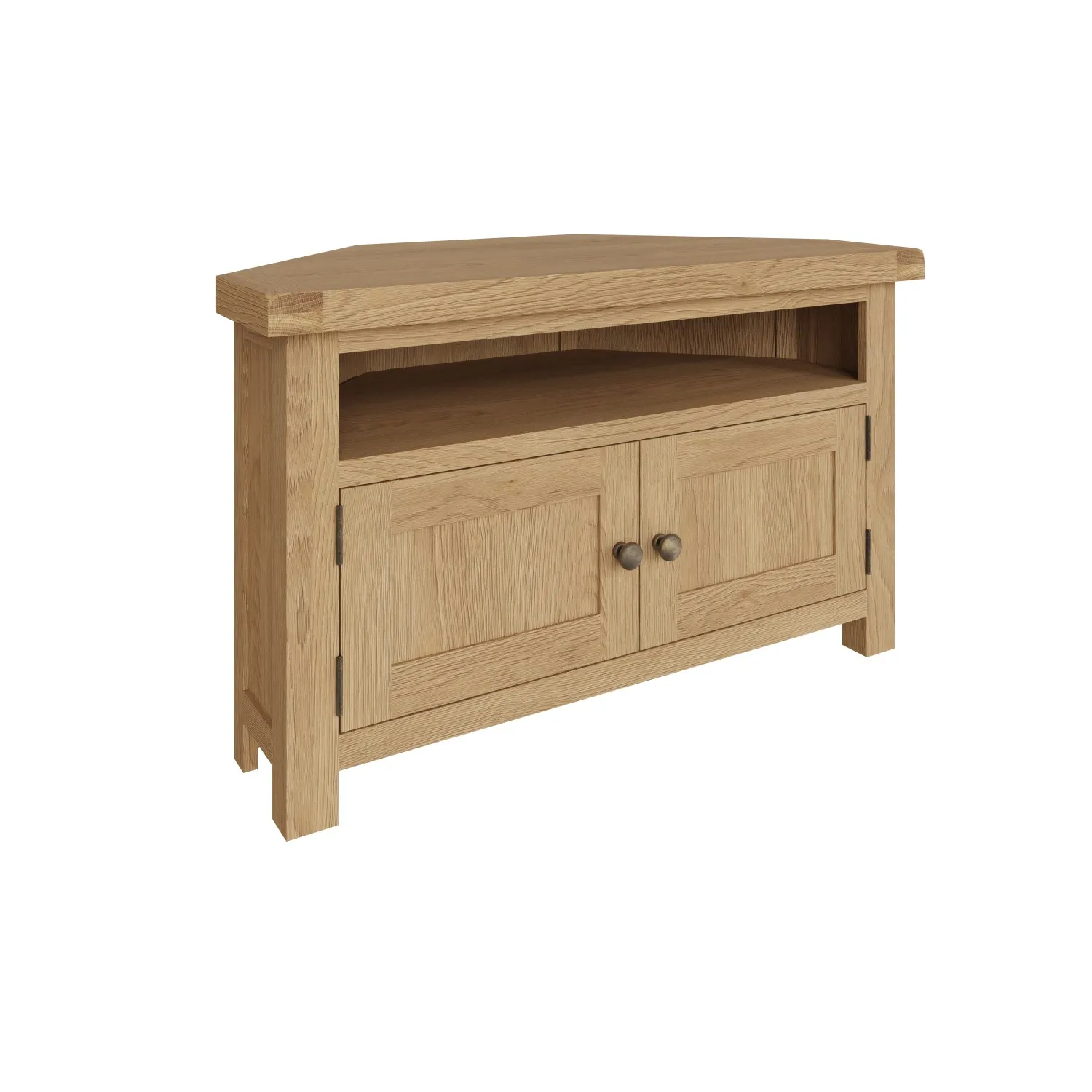 Oak 2 Door Corner TV Unit