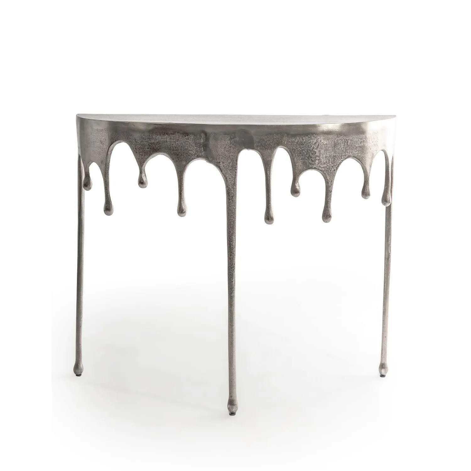 Raw Nickel Dali Drip Oval Aluminium Half Moon Console Table