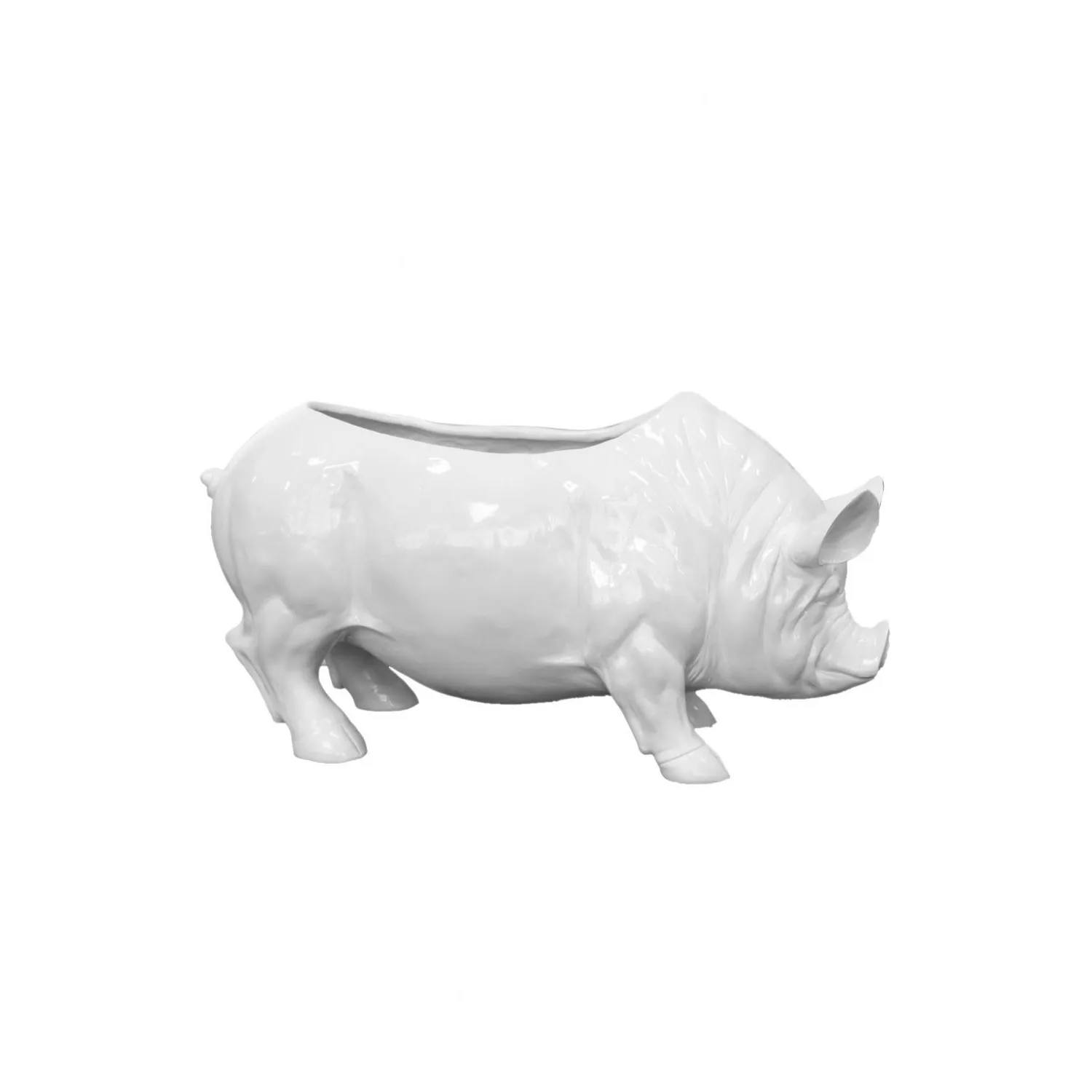 Extra Large Bright White Pig Planter