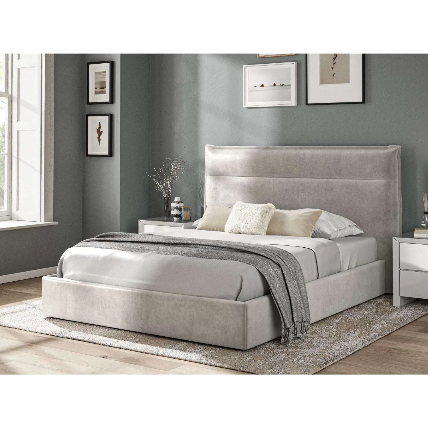 Fabric Bed Collection Silver 4