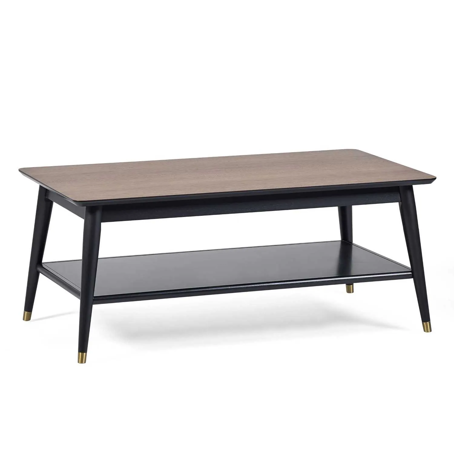 Findlay Coffee Table With Shelf Walnut And Black