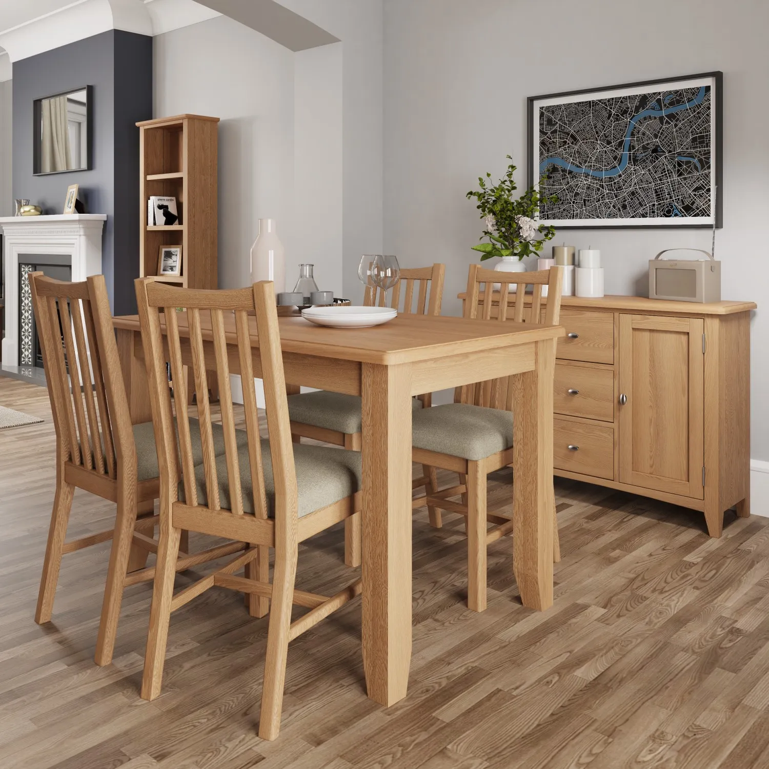 Solid Light Oak 1.2m Rectangular Extending Dining Table