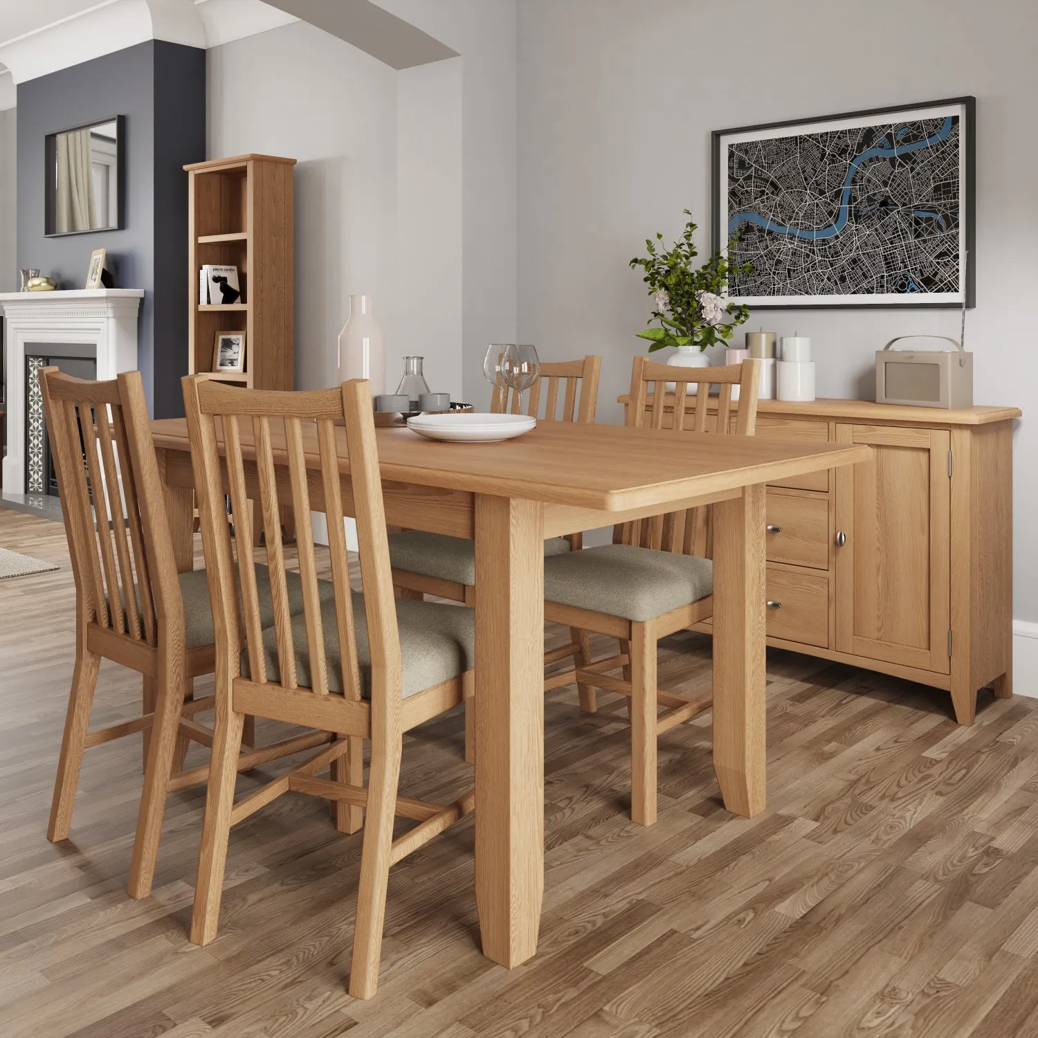 Oak 6 Seater Rectangular Extending Dining Table