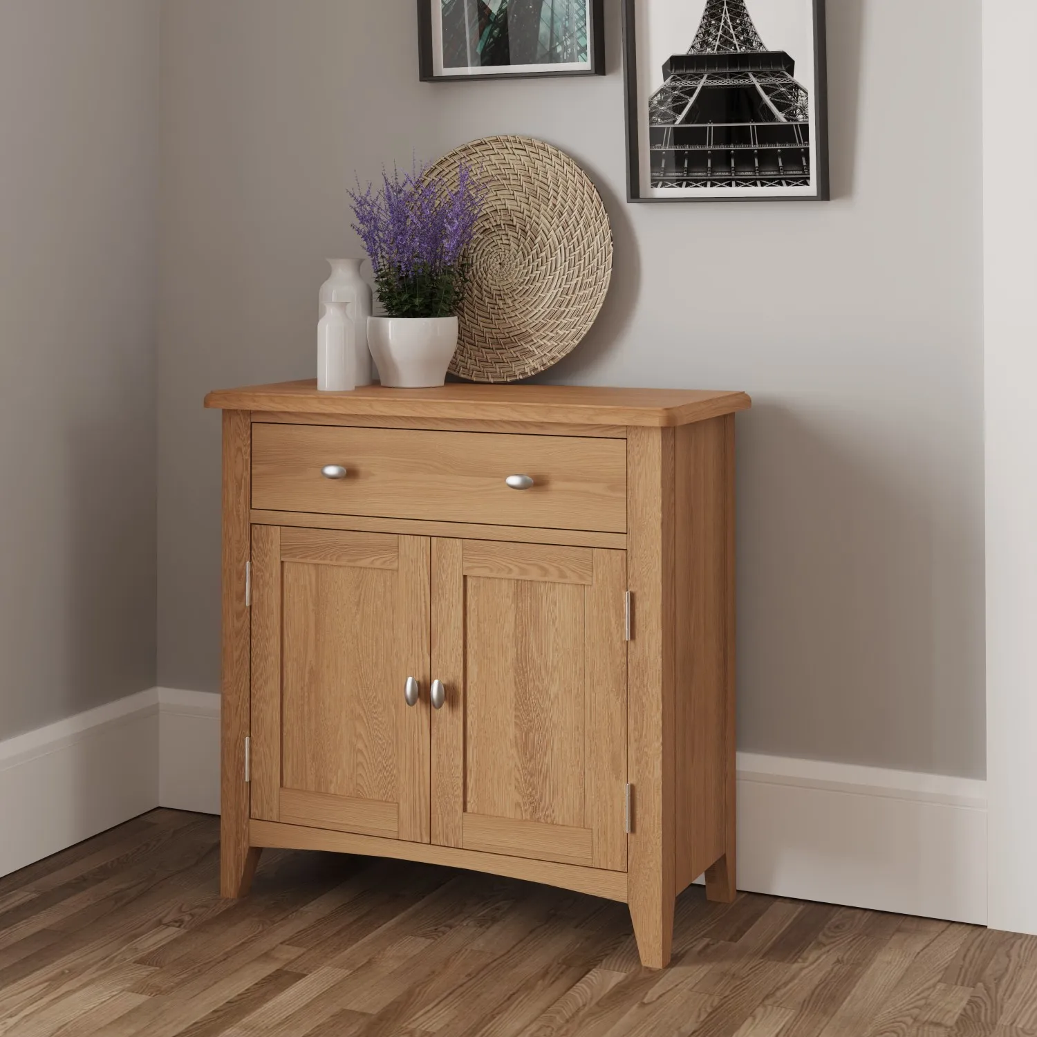 Small Light Oak Sideboard 75cm Wide