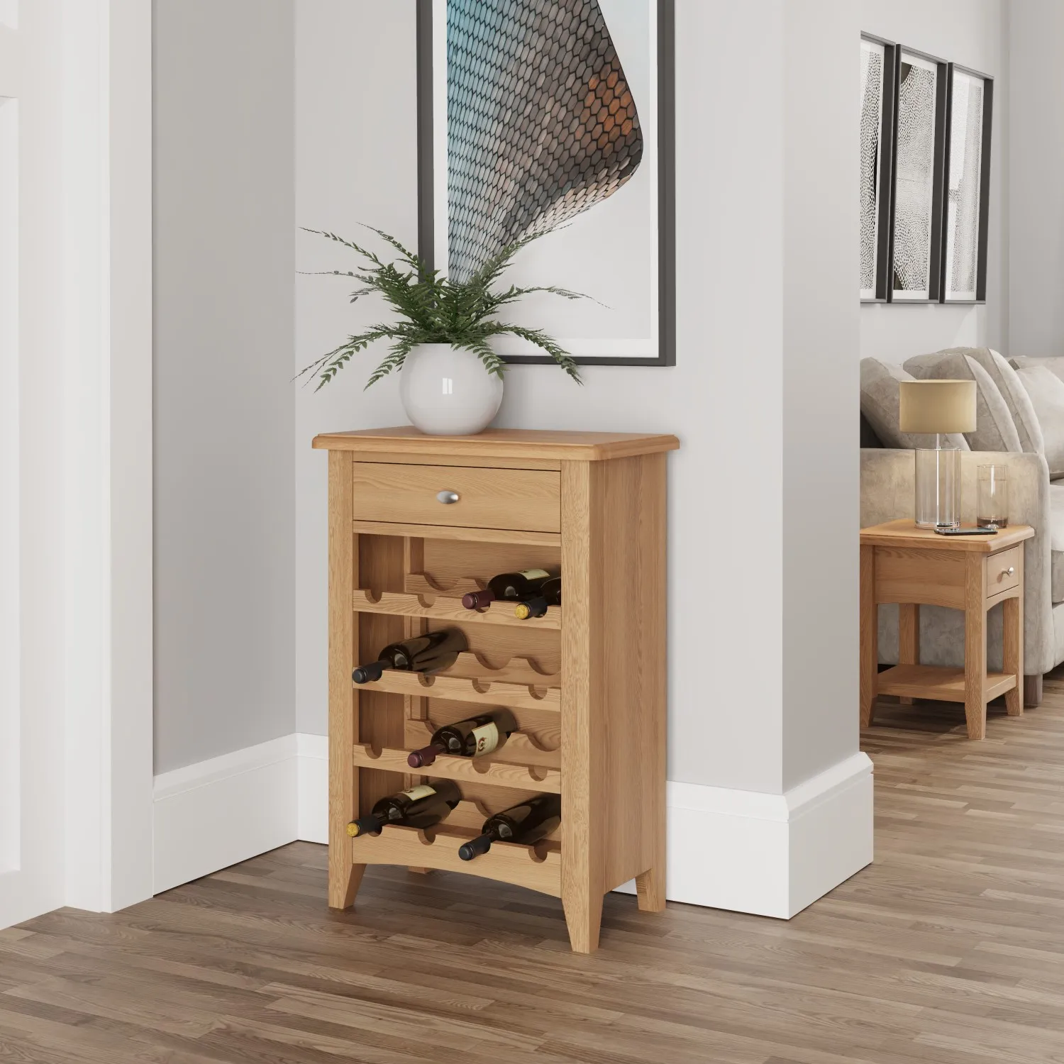 Oak 16 Bottle Wine Cabinet