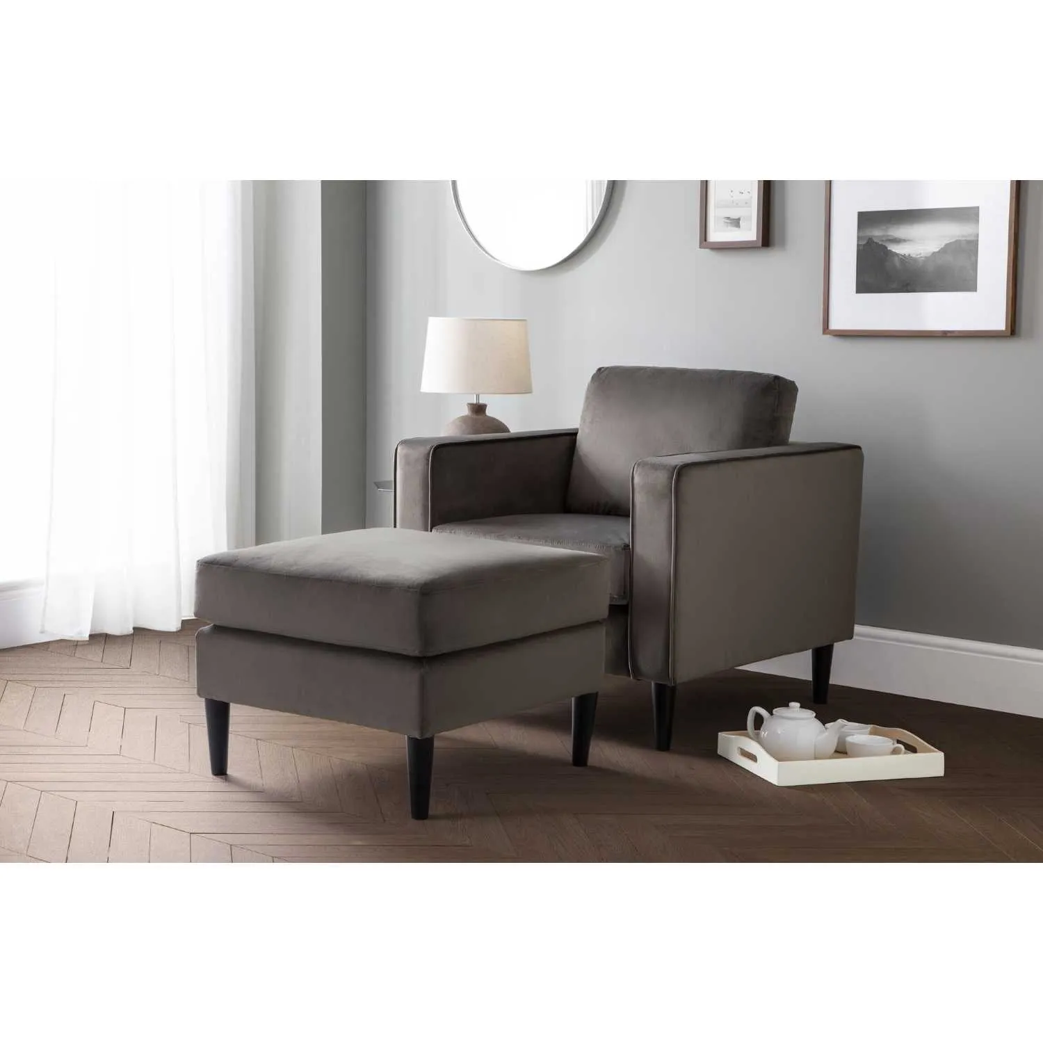 Hayward Velvet Armchair Grey