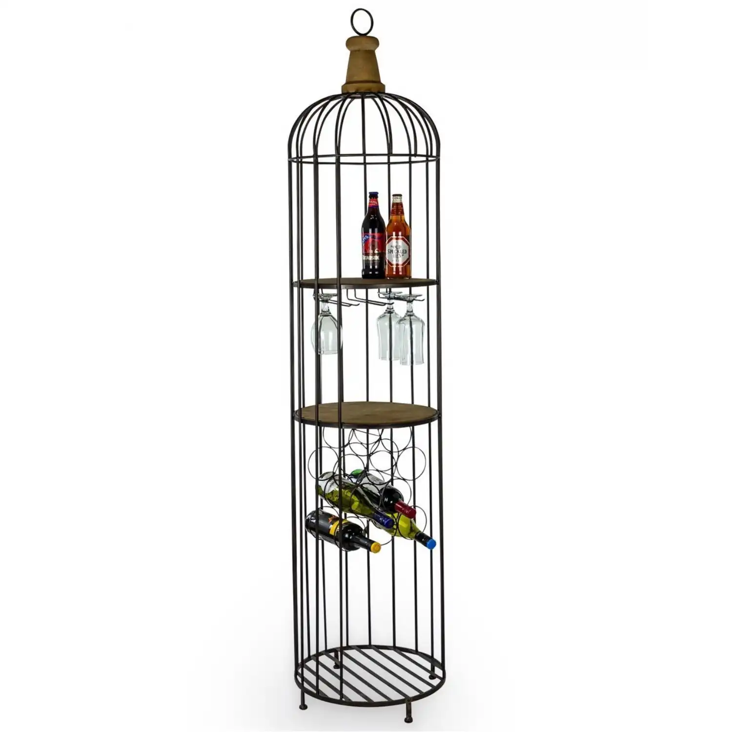 Black Cage Style Bar Storage Shelving Unit