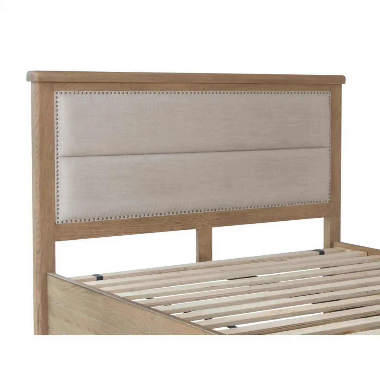 Oak 6ft Super King Size Beige Fabric Headboard