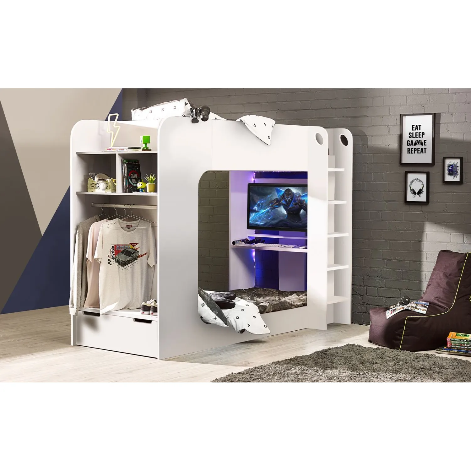 Impact Gaming Bunk All White