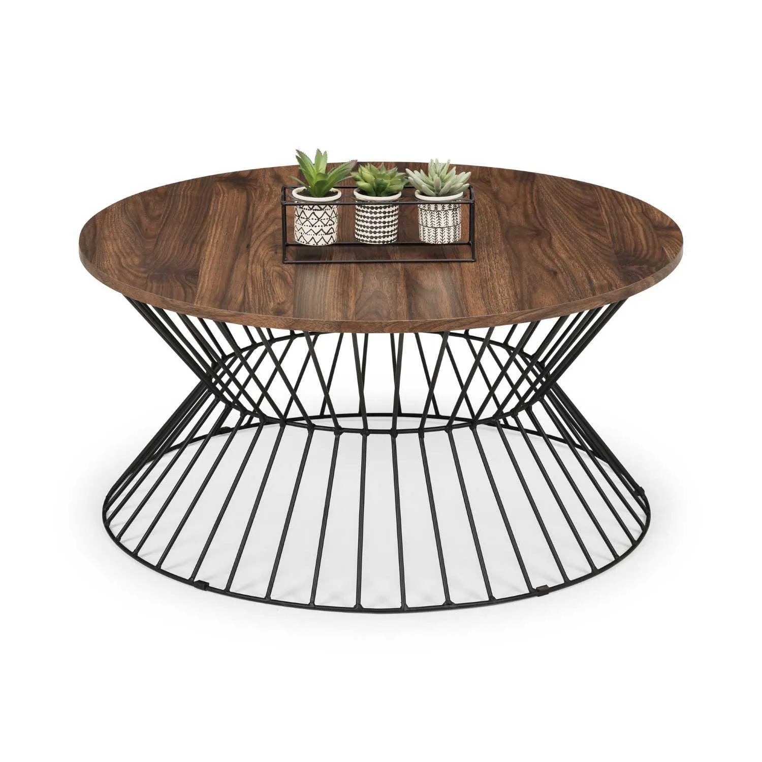 Jersey Round Wire Coffee Table Walnut