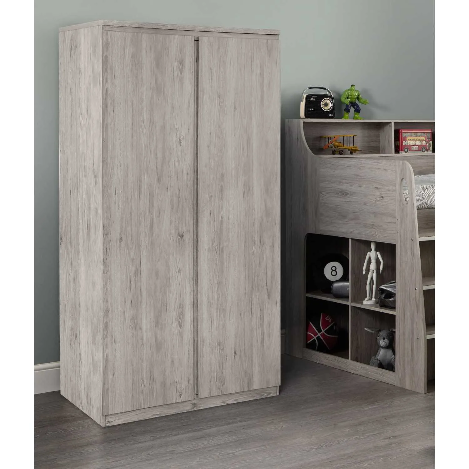 Jupiter 2 Door Wardrobe Grey Oak