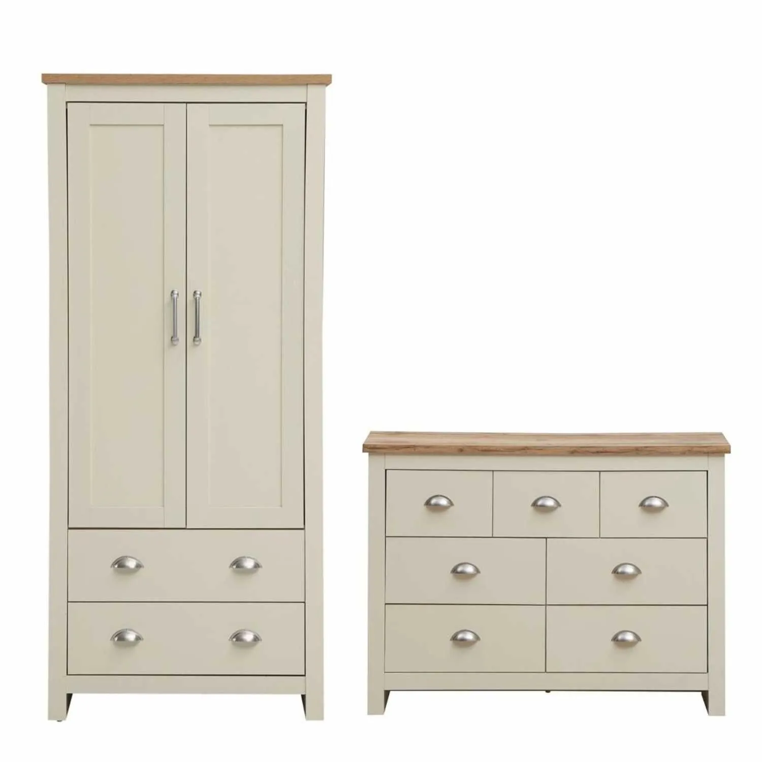 2 Piece Bedroom Set (2 Door Wardrobe, 3+4 Chest)