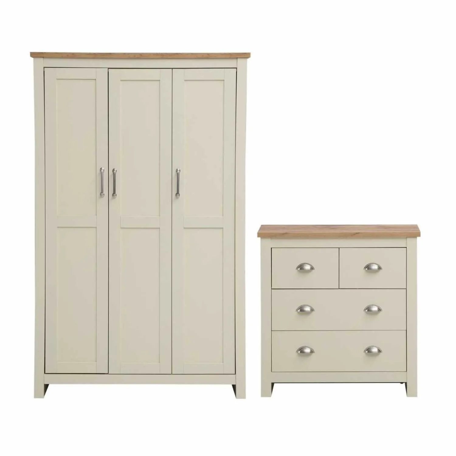 2 Piece Bedroom Set (3 Door Wardrobe, 2+2 Chest)