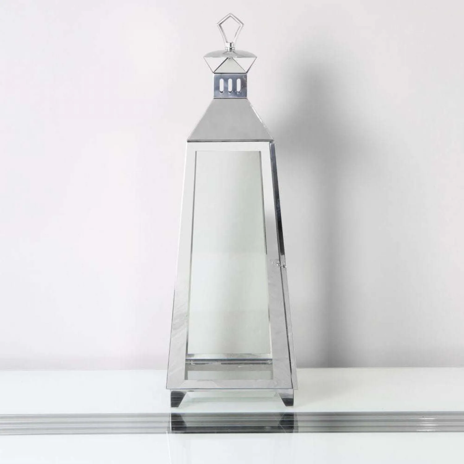 Mint Homeware Nickel Plated And Glass Lantern Large