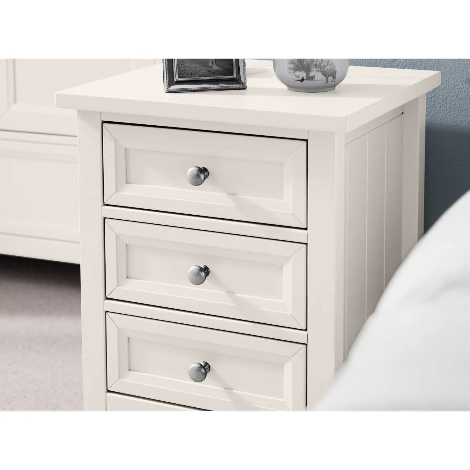 Maine 3 Drawer Bedside Surf White