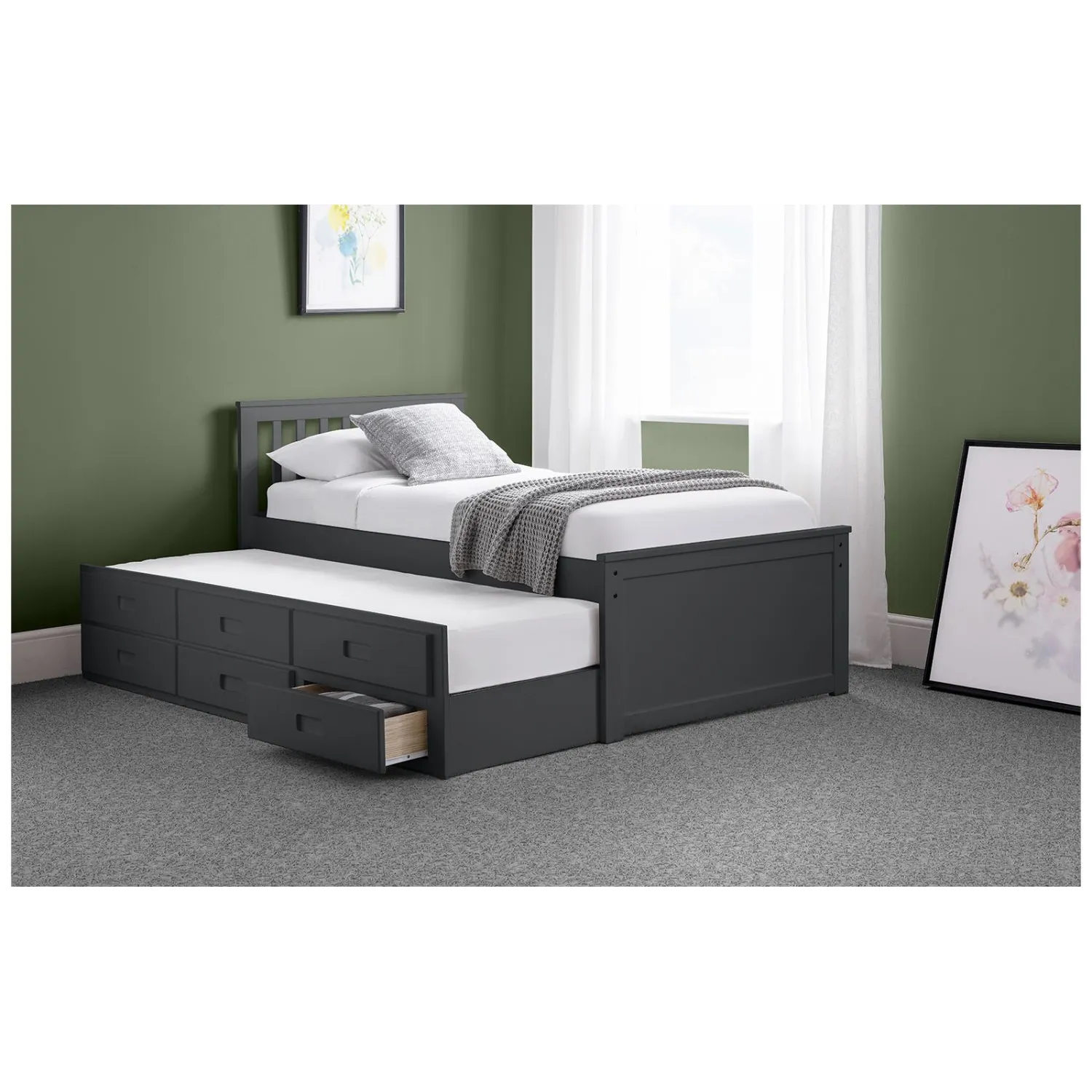 Maisie Bed with Underbed and Drawers Anthracite